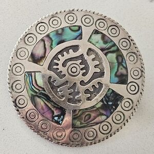 Vintage MCM RRB Taxco Mexican Sterling Silver Abalone Brooch